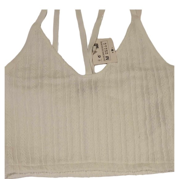 ZARA White V-neck - Double Cable Knit Crop Top Perfect for Spring and Summer - Picture 2 of 4